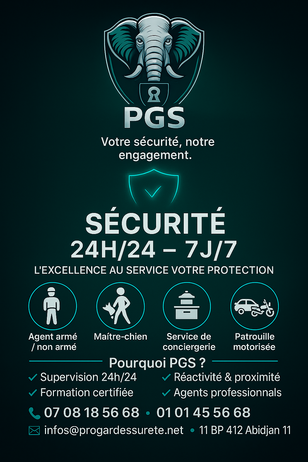 Flyer Pro-Gardes Sûreté – Sécurité 24h/24 – 7j/7